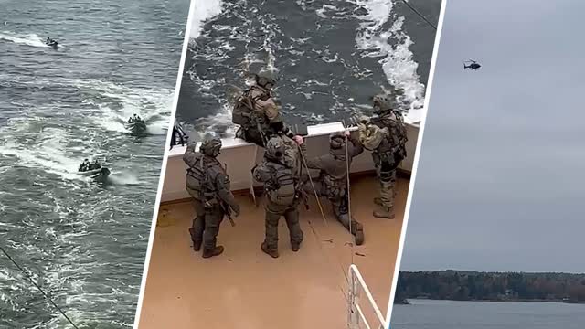 Kummallinen tilanne Viking Gracella – sotilaita nousi laivaan, helikopterit pörräsivät