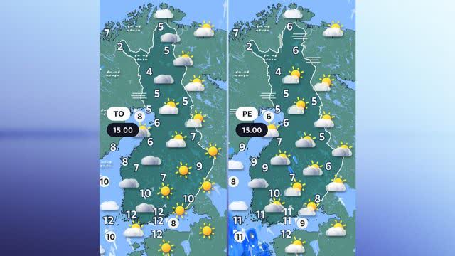 Torstain sää jakaa Suomen aurinkoon ja harmauteen